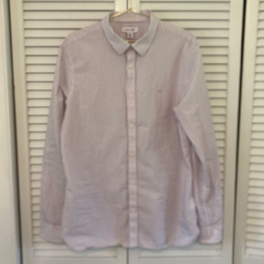 Calvin Klein White And Purple Extra Fine Cotton Button Down Shirt Slim Large